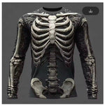 KZZ Men's Halloween 3D Skull Print Long-Sleeve T-Shirt