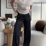 Margovil High Rise Straight Leg Satin Pants