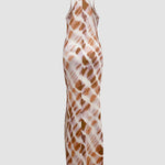 Sling V-neck Slit Print Sexy Mid-waist Maxi Dress