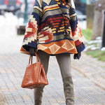 long sleeve hooded printed coat
