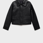 Faux-leather jacket with pockets