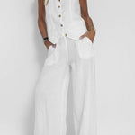 Women Casual Linen Waistcoat Two Set Suits