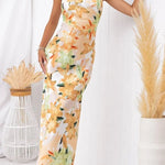 Happier Now Satin Floral Halter Maxi Dress