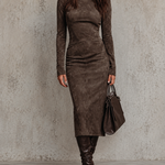 Ava | Suede Midi Dress