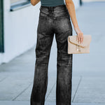 High-waist Loose Poly-breaking Wide-legged Jeans