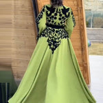 A-line Flared Sleeves Printed Tied Waist V-neck Maxi Dresses