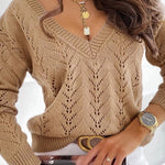 Knit V Neck Long Sleeve Sweater