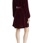 Solid Color Velvet Long-sleeved V-neck Lace-up Mini Dress