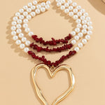 Beaded Contrast Color Heart Shape Dainty Necklace Necklaces Accessories
