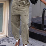 Loose Buckle Solid Color Split-Joint Pants Trousers