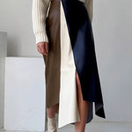 A-Line High Waisted Asymmetric Contrast Color Split-Front Skirts Bottoms