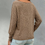 Women's Convertible Shoulder Batwing Sleeve Top Long Sleeve Loose Fit Casual Knit Tee