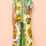 Fashion personality printed short-sleeved holiday leisure loose drawstring suit