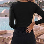 Women's Rhinestone Long Sleeve Top Slim Fit Round Neck Casual Pullover