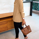 Women's Cowl Neck Batwing Sleeve Top Casual Long Sleeve Loose Pullover Comfortable Soft Drape Blouse