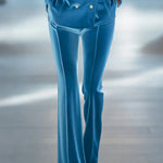 Casual Loose Retro Solid Color Velvet Flared Pants