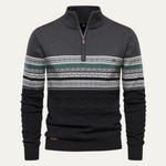 The Chatsworth Men's Quarter Zip Cotton Sweater – Fair Isle Knit