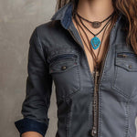 Vintage Washed Zip-up Long-sleeved Denim Shirt