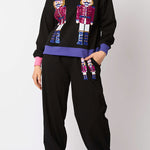 Christmas Soldier Sequined Leisure Sweatshirt and Elastic Waist Loose Pocket Pants Set