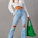 Margovil Distressed Bell Bottoms Ripped Trendy Jeans