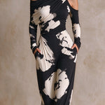 Abstract-Print One-Shoulder Wide-Leg Party Jumpsuit