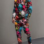KZZ Men's Halloween Skull Print Hoodie and Pants Set