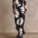 Abstract-Print One-Shoulder Wide-Leg Party Jumpsuit