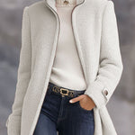 Casual Vintage Pink Polar Fleece Zip-Up Jacket Coat