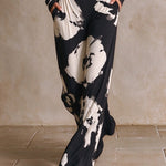 Abstract-Print One-Shoulder Wide-Leg Party Jumpsuit