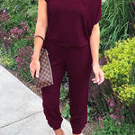 Margovil Short Sleeves Elastic Waist Joggers Jumpsuit