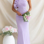 One Shoulder Frill Trim Cut Out Meriden Maxi Dress