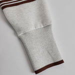 Retro Sporty Webbing Grey-white Half-zip Sweatshirt And Wide-leg Pants Set