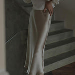 Margovil High Waist Comfy Satin Midi Skirt