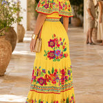 Margovil Off Shoulder Floral Print Ruffle Swing Maxi Dress