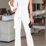 Margovil One Shoulder Slit Sleeve Tie Knot Jumpsuit