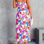 Margovil Off Shoulder Twist Waist High Slit Floral Dress