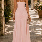 Margovil Sleeveless Back Criss Cross Solid Flowy Maxi Dress