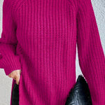 Margovil High Neck Side Slit Pullover Sweater