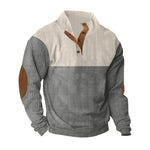 KZZ Men's Color Block Casual Hoodie, Half-Zip Long-Sleeve Sweatshirt