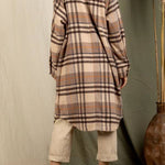 Plaid print drop shoulder overcoat