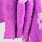 Nadorine Women's Cute Daisy Knit Cardigan Long Sleeve Casual Flower Open Front Sweater Tops