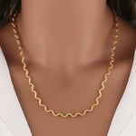 Textured Wave Chain Necklace