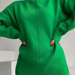 Long Sleeve Loose Casual Mid-Turtleneck Sweater