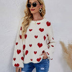 Love Pattern Round Neck Knit Sweater