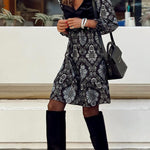 Black Combined Printed Dress