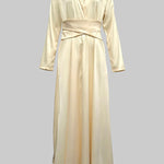 A-Line High Waisted Pleated Solid Color V-Neck Maxi Dresses