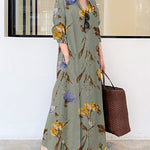 Long Sleeve Long Shirt Dress Printed Contrast Loose Plus Size Maxi Dresses