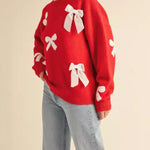 ROUND NECK SWEET LOOSE TURTLENECK BOW SWEATER KNITWEAR