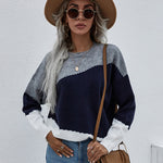 Drop Shoulders Color Block Sweater