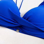 Split High-waisted Lotus Leaf Edge Printing Bikini Swimsuit
